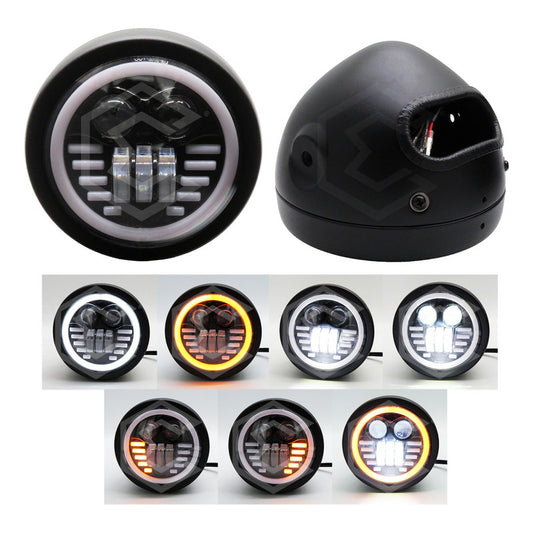 Faro Para Moto Redondo 5.75'' Pulgadas Ojo Ángel Lupa 12-24v