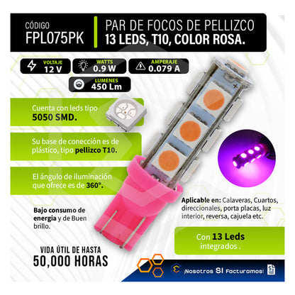 Kit 10 Focos Pellizco 13 Leds 5050 T10-158 Cuartos Stop 12v