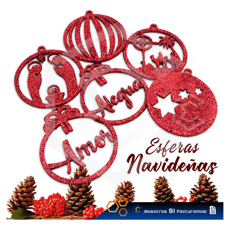 Esferas Navideñas Para Arbol Navidad Diamantina  Kit 10pzas