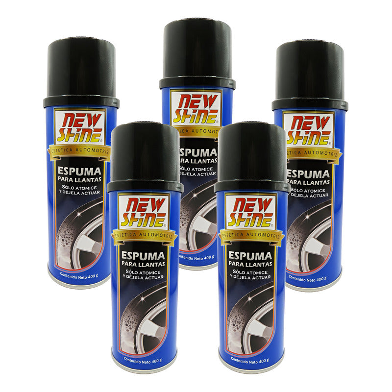 5 Espuma Para Llantas New Shine Renovador De Color Y Brillo Azul Claro