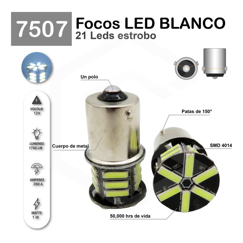 Par Focos 21 Leds 7507 Cuarto Direccional Pata V Estrobo 12v