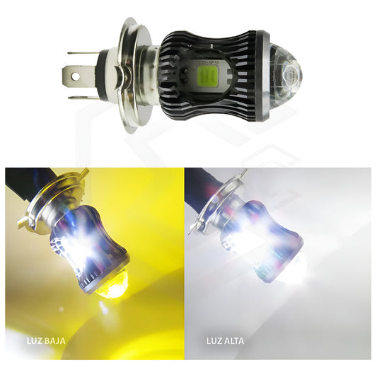 Foco Moto H4 Lupa Proyector Bicolor 30 Leds 2 Funciones T H4
