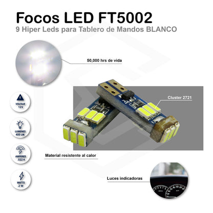 Kit 10 Focos De Pellizco T5 9 Hiper Leds Cluster 2721 1w 12v