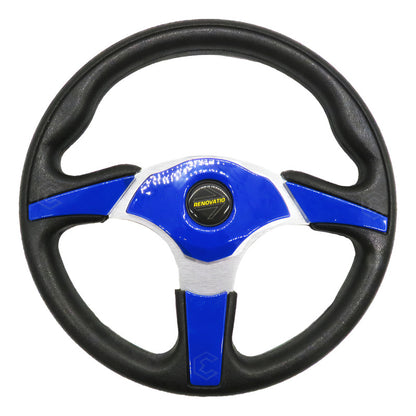 Volante Deportivo Universal De Metal Con Acabado Azul 33cm