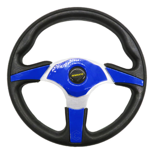 Volante Deportivo Universal De Metal Con Acabado Azul 33cm