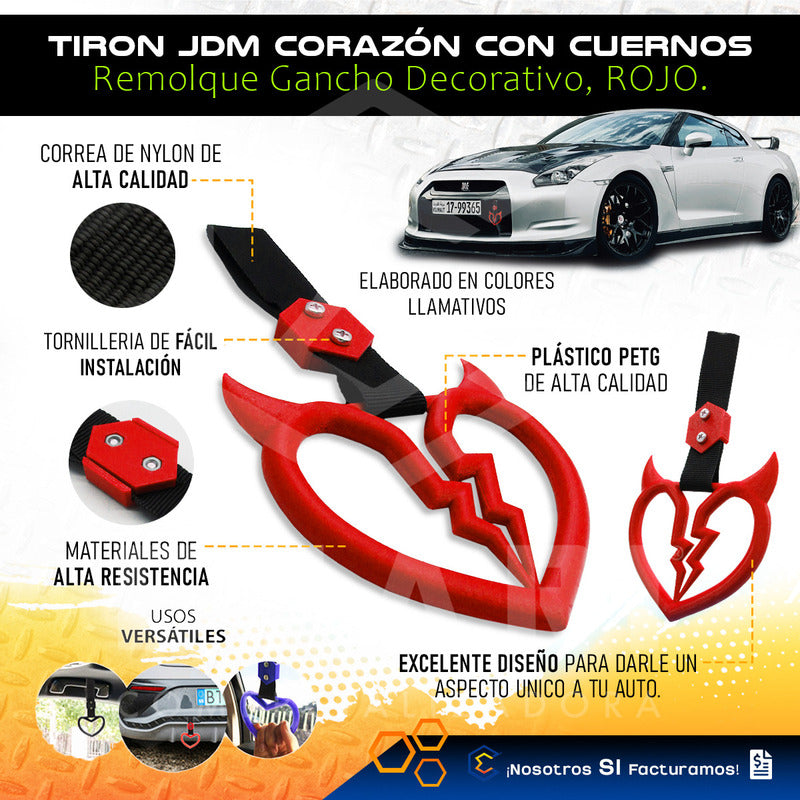 Tiron Corazon Cuernos Jdm Tsurikawa Remolque Gancho Decorati