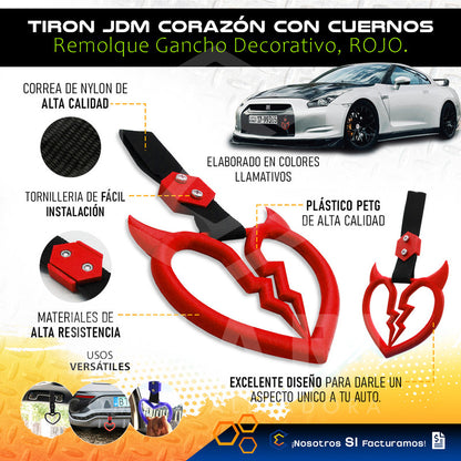 Tiron Corazon Cuernos Jdm Tsurikawa Remolque Gancho Decorati
