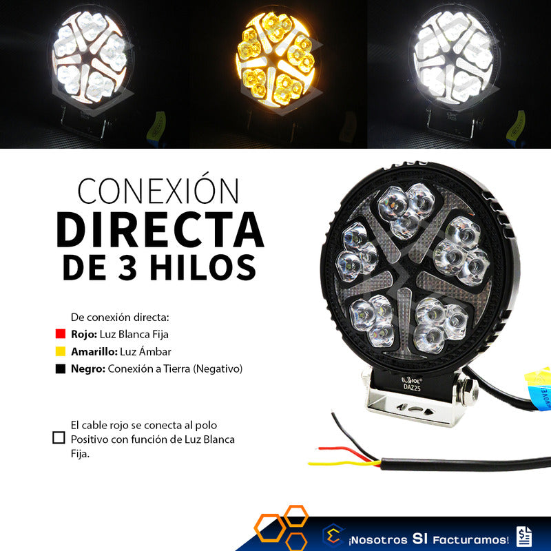 Par De Faros 30 Leds Redondo Bicolor Fijo Secuencial 12-24v Transparente