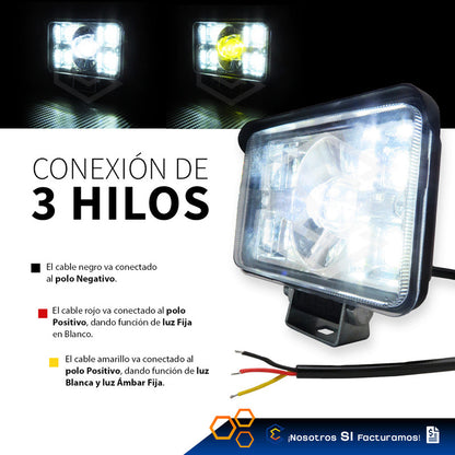 Par Faros 22 Leds Con Lupa Blanco-ámbar Fijo 45,000lm 12-30v