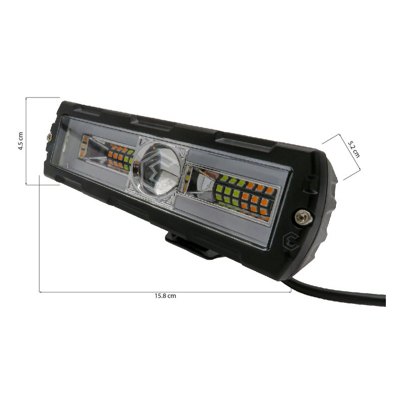 Par De Faros 18 Leds Rectangular Bicolor Con Lupa 12/24 Gel