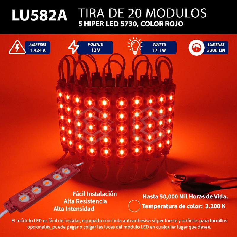 10 Modulos De 5 Leds 5630 Hiper Led Ip65 Contra Agua Color