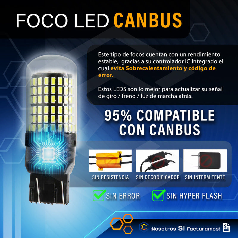 Par Focos 7443 T20 144 Leds Canbus Cristal Cuartos Stop 12v