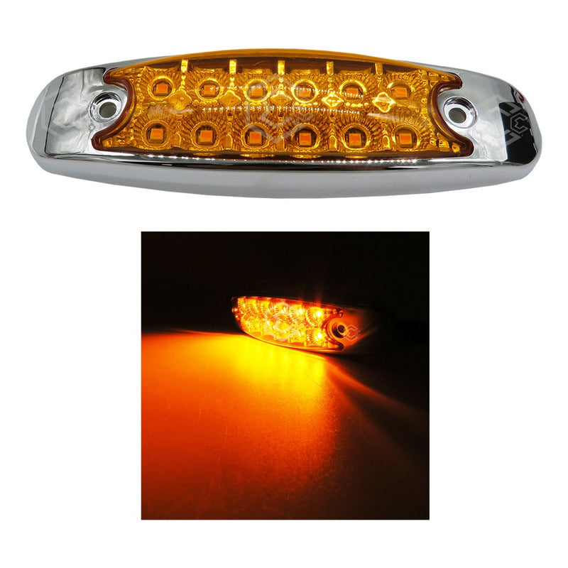 5 Plafón Lateral 12 Leds Tipo Peterbilt Fijo Estrobo Cromado