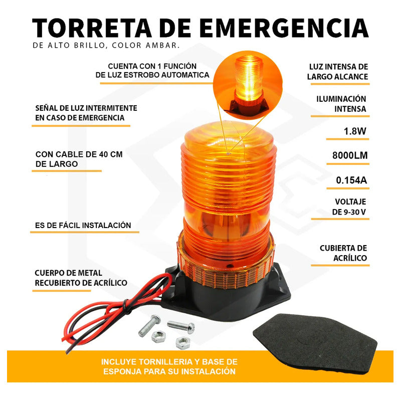 Torreta De 30 Leds Montecarga Luz Amarilla Industrial 9/30 T