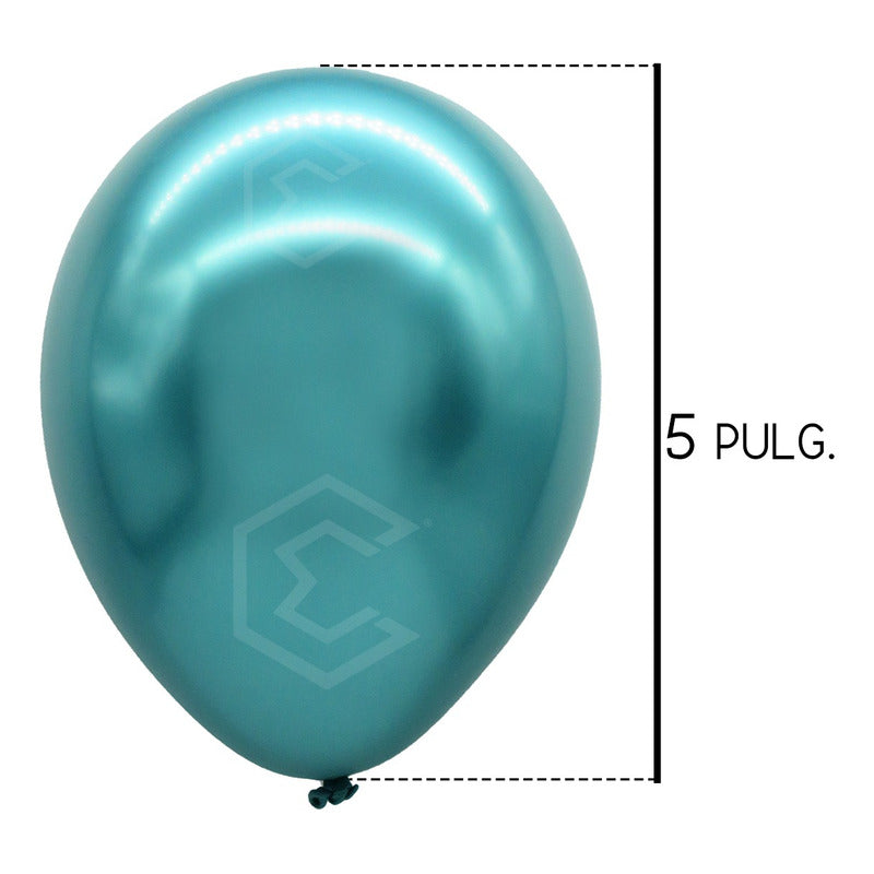 Bolsa 100 Globos Azul Cielo Metalico #5 Fiestas Bodas Latex Azul Cielo Metalico