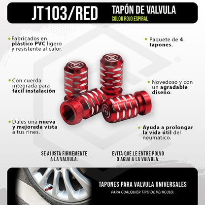 Kit 4 Tapon Cubre Pivote Válvula Metálico Espiral Auto Moto