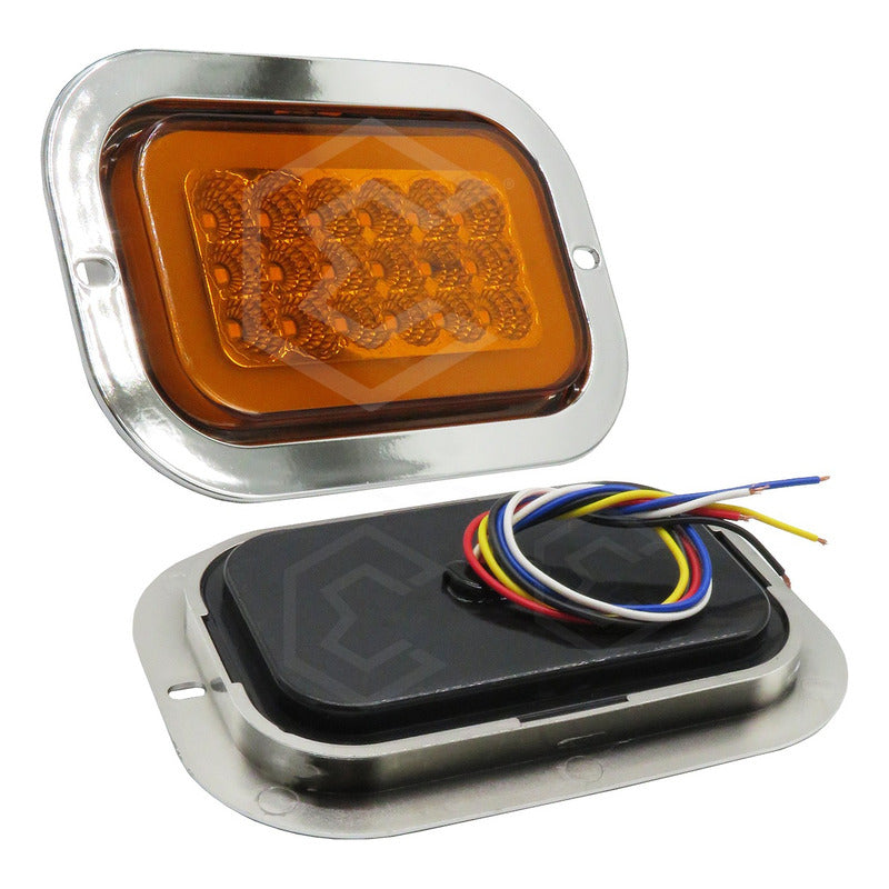 Par Plafón Calavera Rectangular 18led Bicel Cromo Gel 12-24v