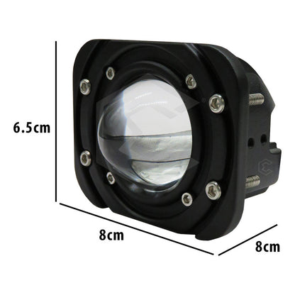2 Faros Bicolor Cuadrado 3'' Empotrable 6 Hiperled Lupa Fijo
