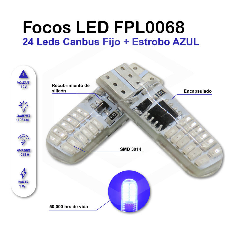 Kit De 10 Focos De Pellizco 24 Leds Canbus Fijo+estrobo 12v