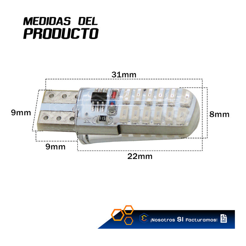 Kit 10 Focos De Pellizco 24 Leds Smd T10 Gel Luz Estrobo 12v
