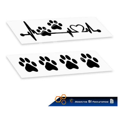 Kit Calcomanía Frecuencia Huellitas Negro Sticker Vinil 26cm