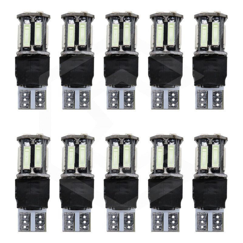 Kit 10 Focos De Pellizco 10 Led Canbus Fijo + Estrobo T10