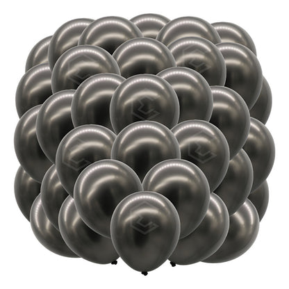 Bolsa 50 Globos Negro Metalizado #10 Fiestas Y Bodas Latex Negro Metalizado