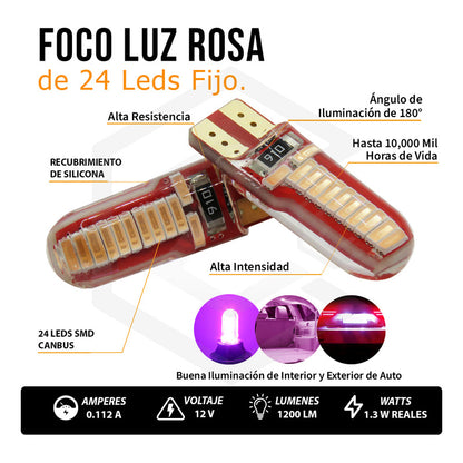 Par De Focos De Pellizco T10 W5w 24 Leds Canbus 12v Fijo