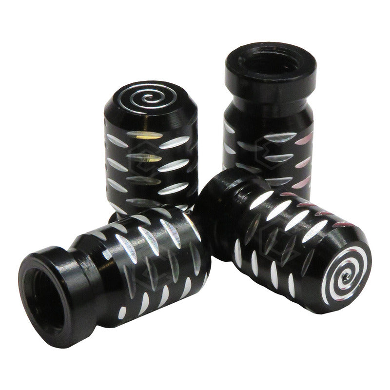 Kit 4 Tapon Cubre Pivote Válvula Metálico Espiral Auto Moto