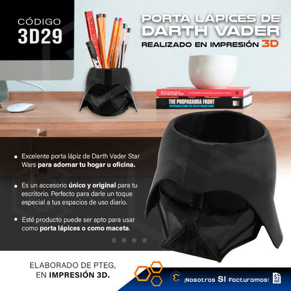 Maceta Flores Decorativa Artificial Darth Vader Star Wars 3d Negro Darth Vader