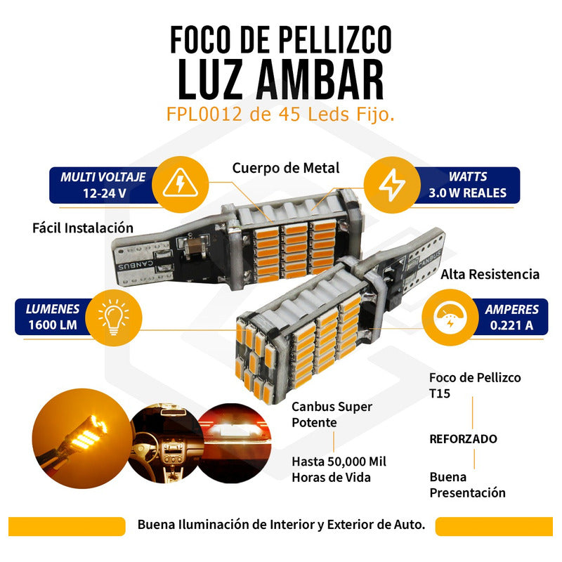 2 Foco De Pellizco Led T15 W16w T16 921 Canbus Para Reversa