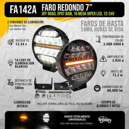 Par Faros Redondo 18 Leds Bicolor Rzr Can Am Atv 73w 12-24v