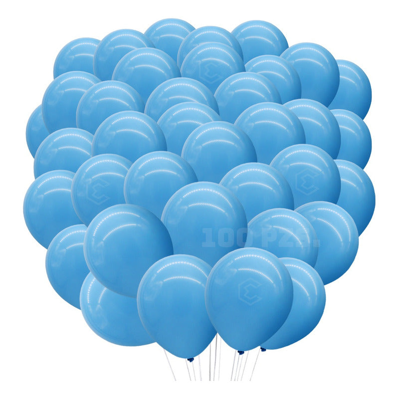 Bolsa 100 Globos Azul Claro Brillosos #10 Fiesta Bodas Latex