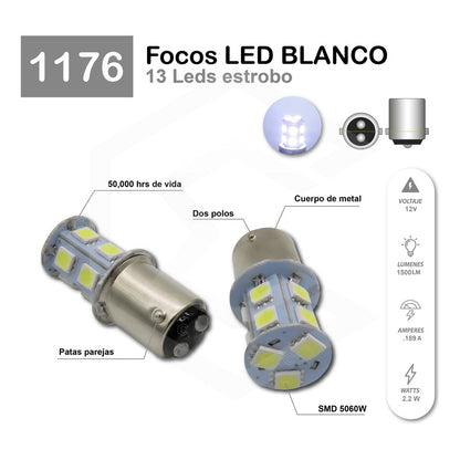 2 Focos 1157 1156 1176 3157 7440 7443 13 Leds  Estrobo 12v