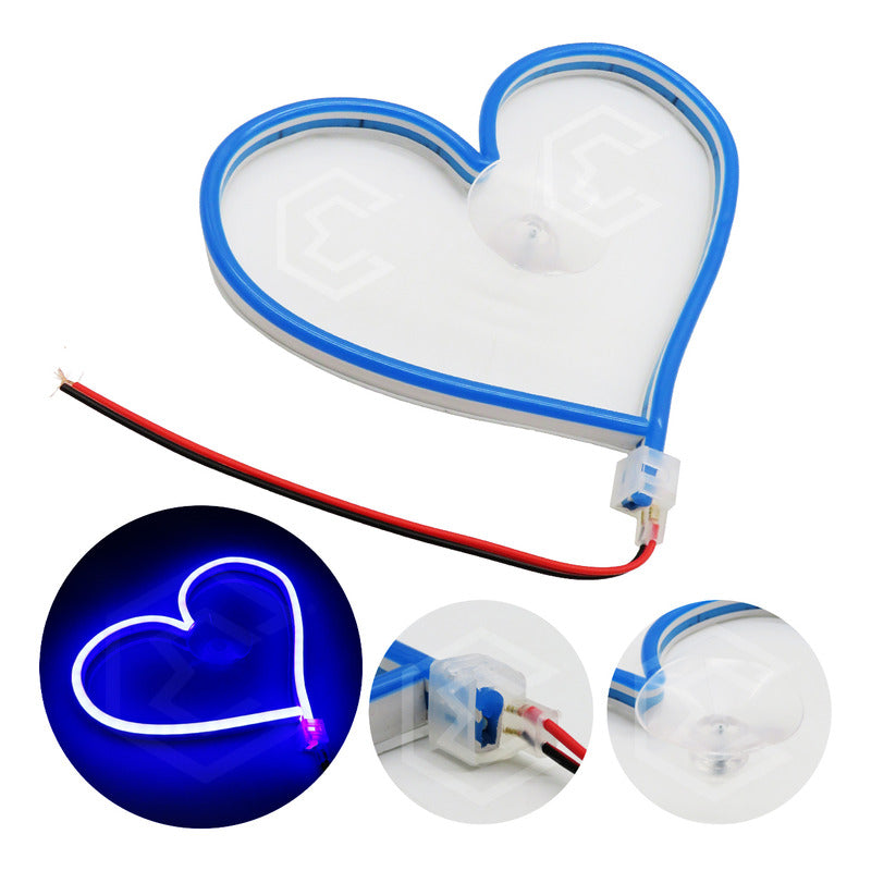 Figura Corazon Led Luz Neon Parabrisas Chupón Grande26cm 12v