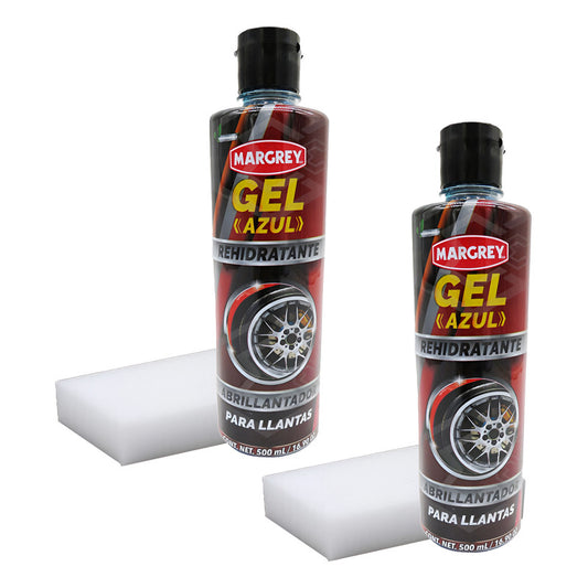 2 Gel Azul Abrillantador Rehidratante Llantas Margrey 500 Ml Azul