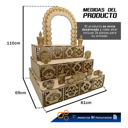 Altar Ofrenda Grande Día Muertos 3 Niveles 110cm X 80cm Mdf
