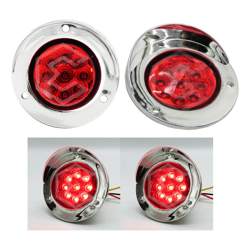 1 Plafon 9 Led Redondo Bisel Cromo 2'' Fijo Estrobo 12-24v