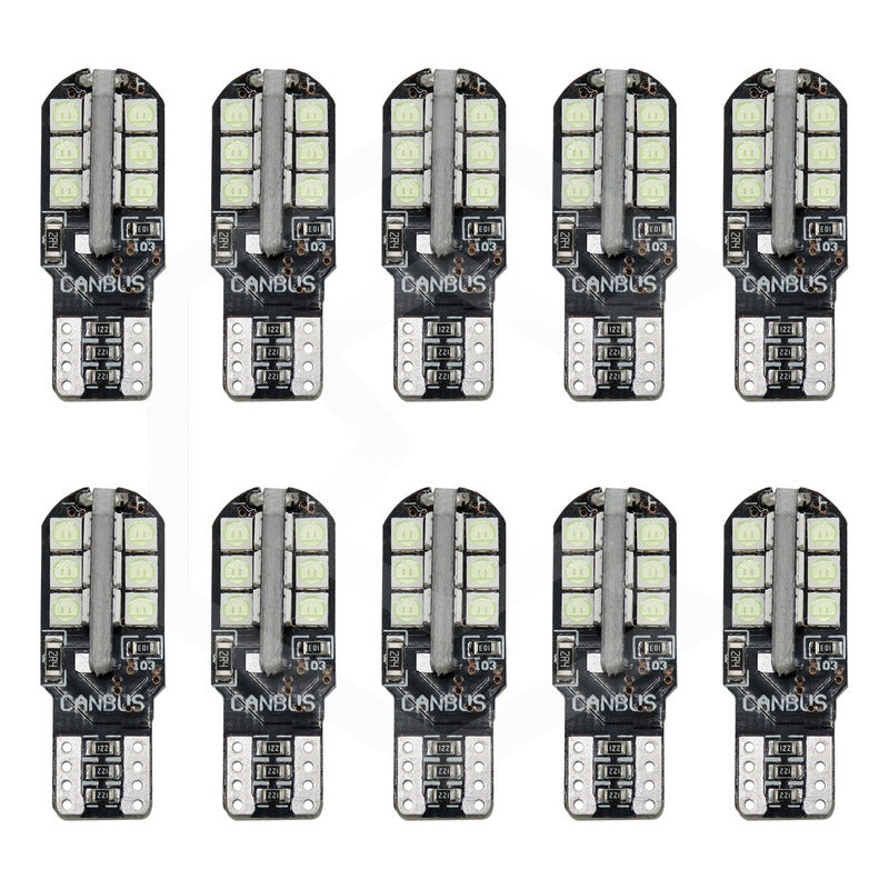 Kit 10 Focos Pellizco T10 24 Leds Canbus 3030 Alta Potencia