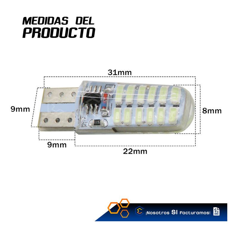 Kit 10 Focos De Pellizco 24 Leds Smd T10 Gel Luz Estrobo 12v