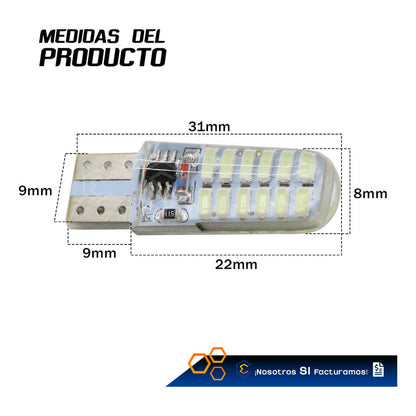 Kit 10 Focos De Pellizco 24 Leds Smd T10 Gel Luz Estrobo 12v