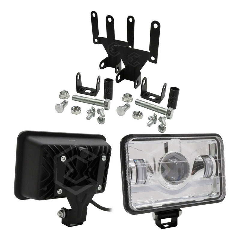 Par Faros Unidad 4x6 Rectangular Ojo Demonio 3 Lupas 12-24v