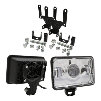 Par Faros Unidad 4x6 Rectangular Ojo Demonio 3 Lupas 12-24v