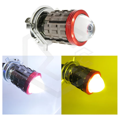 Foco Moto H4 Lupa Proyector Bicolor 6 Leds Csp 2 Funciones T H4