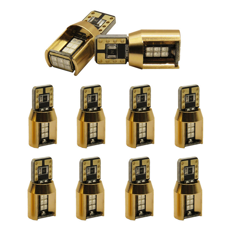 Kit De 10 Focos De Pellizco T10 18 Leds Canbus Aluminio 12v