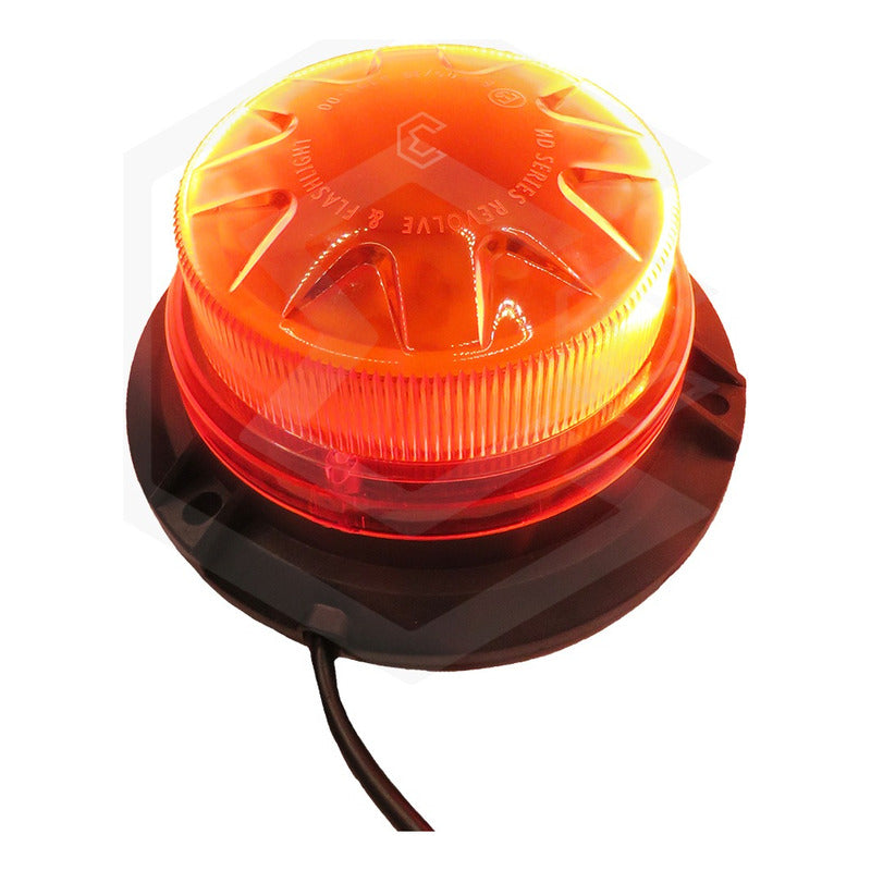 Torreta Led Color Ambar 12-24v 15w Ip65 Con Iman 7 Funciones