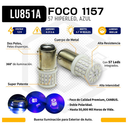 Par De Focos 1157 1034 2 Polos Canbus 57 Hiperled Fijo 12v
