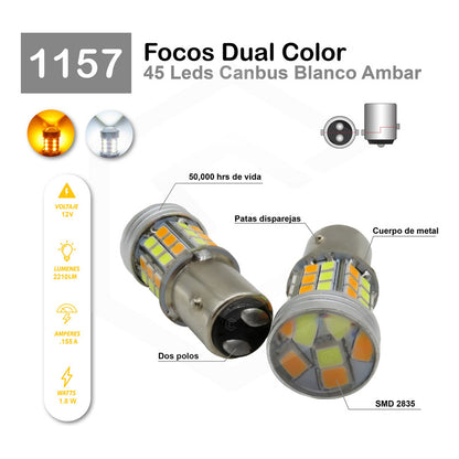 Dos Focos Led 1034 7443 1157 3157 T20 Canbus Dual Color 12vt
