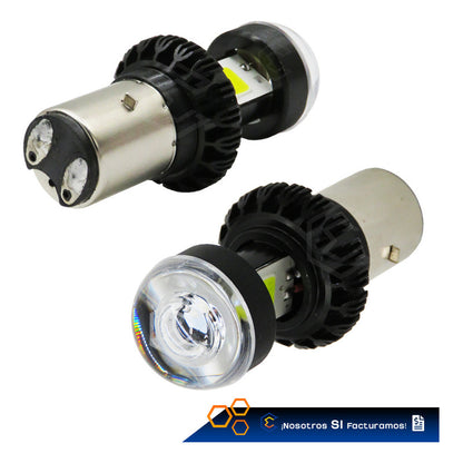 Foco Moto Ba20d 30 Led Cob Alta Y Baja Lupa Blanca 6.5w 12v