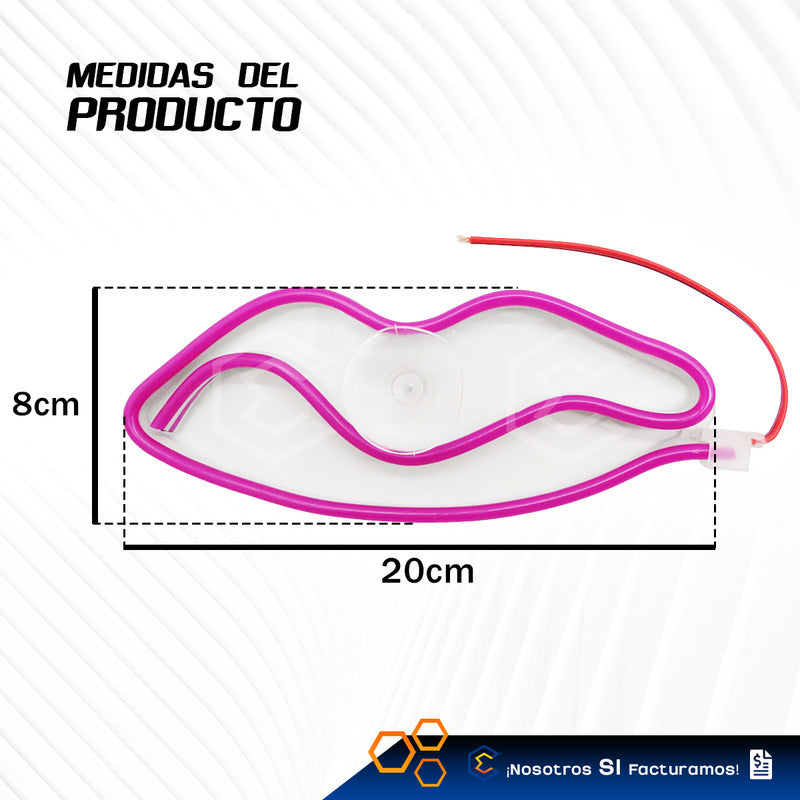 Figura Beso Led Luz Neon Parabrisas Chupón Grande 26cm 12v
